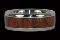 Hawaiian Wood Tribal Drum Titanium Ring - Hawaii Titanium Rings
