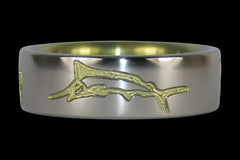 Marlin Engraved Titanium Ring Anodized Yellow - Hawaii Titanium Rings
