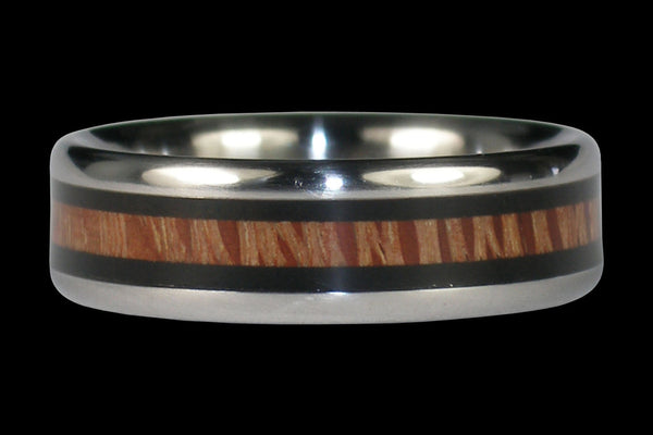Wood Inlay Titanium Ring for Men and Women