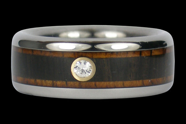 Diamond Hawaii Titanium Ring® with Wood Inlays