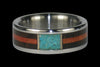 Turquoise and Wood Inlay Titanium Ring - Hawaii Titanium Rings
 - 2