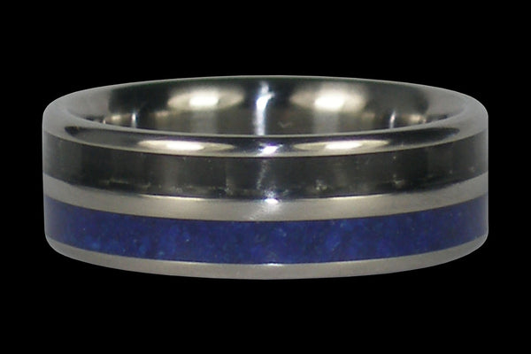 Blue Lapis and Black Carbon Fiber Titanium Ring