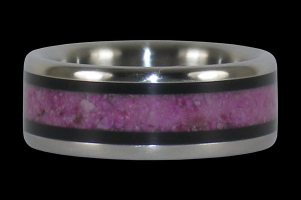 Black Ebony and Pink Sugilite Titanium Ring
