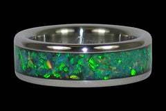 Black Kiwi Green Opal Titanium Ring - Hawaii Titanium Rings
 - 1