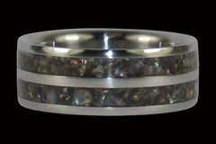Double-Banded Black Pearl Titanium Ring - Hawaii Titanium Rings

