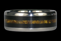 Black Wood and Gold Tigers Eye Titanium Ring - Hawaii Titanium Rings
 - 1