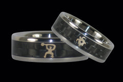 Paddler and Turtle Titanium Ring Set - Hawaii Titanium Rings
 - 1