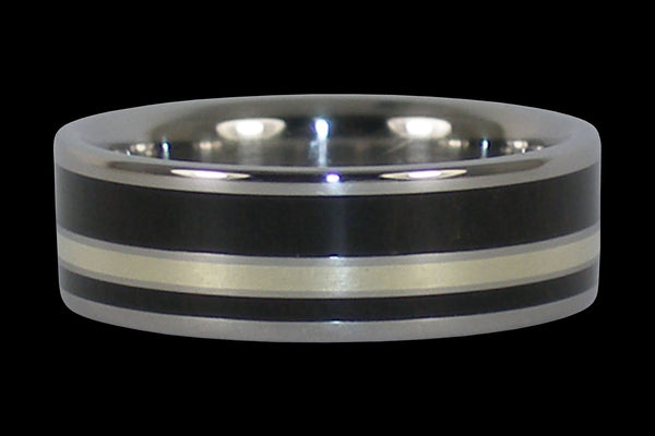 Black Wood and Gold Titanium Ring Band for Men or Women