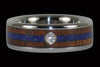 Dark Koa and Lapis Diamond Ring Band - Hawaii Titanium Rings
 - 1
