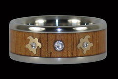 Titanium Diamond and Gold Turtle Ring - Hawaii Titanium Rings
 - 1