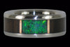 Blackwood and Synthetic Green Opal Titanium Ring - Hawaii Titanium Rings
 - 1