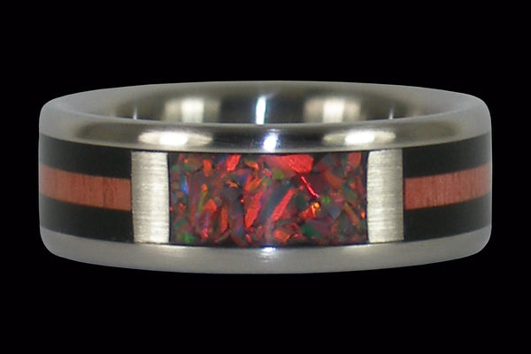 Red Lab Opal Titanium Ring Band