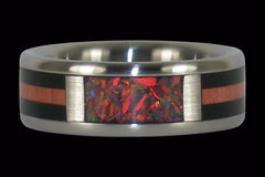 Red Lab Opal Titanium Ring Band - Hawaii Titanium Rings
