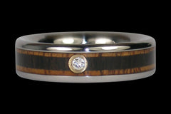 Blackwood and Koa Diamond Titanium Ring - Hawaii Titanium Rings
