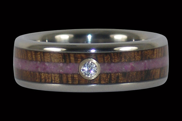 Diamond Hawaii Titanium Rings® with Koa and Sugilite