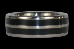 Double Banded Black Jet Titanium Ring - Hawaii Titanium Rings
 - 1