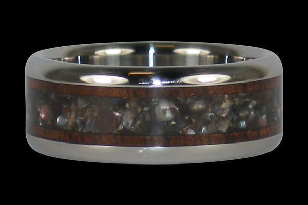 Black Pearl Dark Koa Wood Hawaii Titanium Ring®