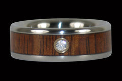 Dark Koa Diamond Titanium Ring - Hawaii Titanium Rings
 - 1
