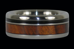 Jet and Koa Wilderness Titanium Ring - Hawaii Titanium Rings
 - 1