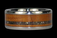 Black Pearl and Koa Wood Inlay Titanium Ring - Hawaii Titanium Rings
 - 1
