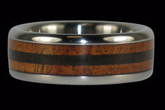 Koa and Blackwood Titanium Ring Band - Hawaii Titanium Rings
