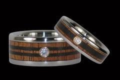 Diamond Titanium Ring with Longboard Design - Hawaii Titanium Rings
 - 1
