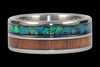 Blue and Green Opal Titanium Ring with Dark Koa Wood - Hawaii Titanium Rings
 - 2