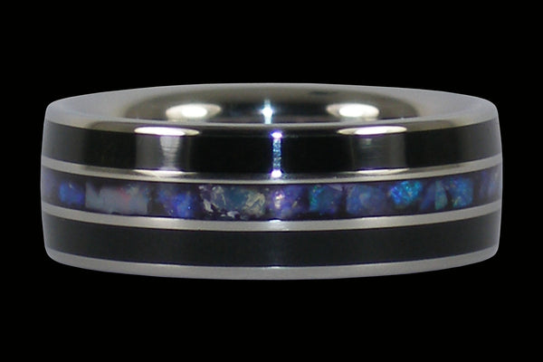 Black Opal Black Jet Titanium Ring