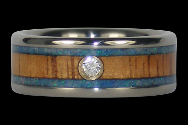 Diamond Blue Opal Hawaii Titanium Ring®