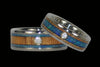 Australian Opal and Wood Inlay Diamond Titanium Rings - Hawaii Titanium Rings
 - 1