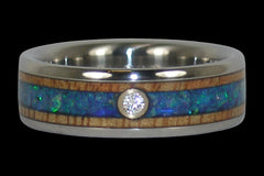 Diamond and Opal Titanium Ring - Hawaii Titanium Rings
