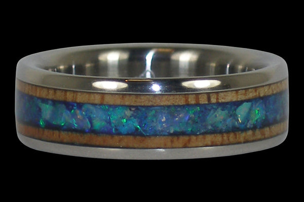 Blue Opal and Mango Wood Titanium Ring