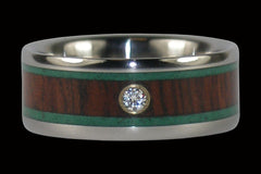Malachite and Dark Koa Diamond Titanium Ring - Hawaii Titanium Rings
 - 1