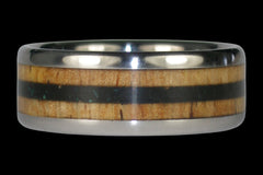 Black Chrysacolla and Mango Wood Titanium Ring - Hawaii Titanium Rings
