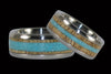 Mango Wood and Turquoise Titanium Ring Set - Hawaii Titanium Rings
 - 1