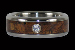 Tiger Koa Diamond Titanium Ring - Hawaii Titanium Rings
 - 1