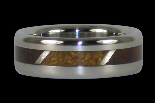Gold Tigers Eye and Mun Ebony Titanium Ring
