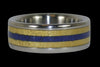 Yellow Wood and Blue Stone Titanium Ring - Hawaii Titanium Rings

