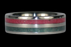 Pink Ruby and Emerald Titanium Ring - Hawaii Titanium Rings
