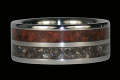 Black Pearl Red Tigers Eye Titanium Ring - Hawaii Titanium Rings
