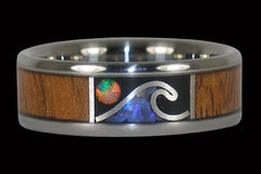 Opal Wave Ring for Surfers - Hawaii Titanium Rings
 - 1