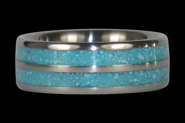 Blue Turquoise Double Banded Titanium Ring