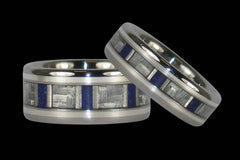 White Carbon Fiber, Blue Lapis and Silver Titanium Rings - Hawaii Titanium Rings
 - 1