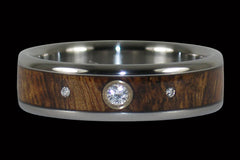 Enchanted Diamond Koa Wood Titanium Ring - Hawaii Titanium Rings
 - 1