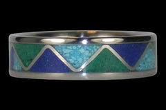 Stone Inlay Tribal Titanium Ring - Hawaii Titanium Rings
