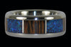 Synthetic Opal and Palm Wood Titanium Ring - Hawaii Titanium Rings
 - 1