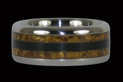 Black Ebony and Gold Tigers Eye Titanium Ring - Hawaii Titanium Rings
 - 1