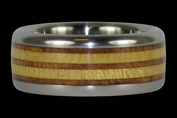 Wood Race Track Titanium Ring