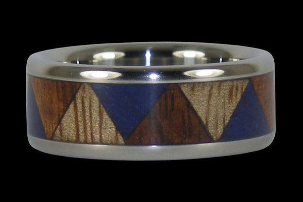 Koa and Mango Wood with Lapis Tribal Hawaii Titanium Ring®