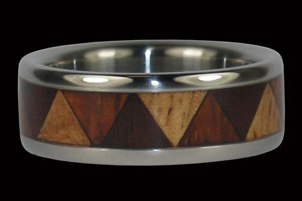 Tribal Titanium Ring with Hawaiian Wood